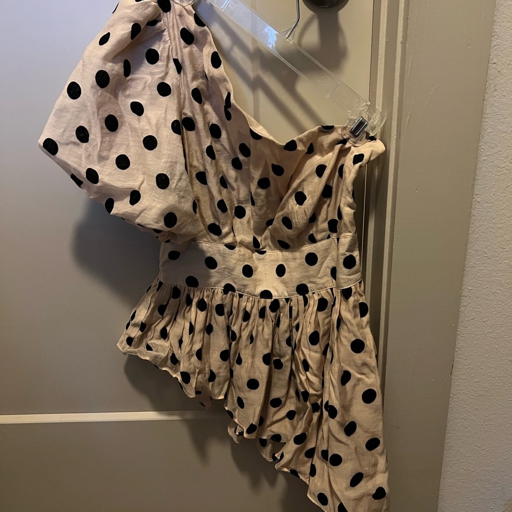 Polka Dot One Shoulder Shirt